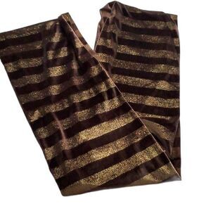 Scarf by Echo infinity style in brown and gold metallic velvety material.